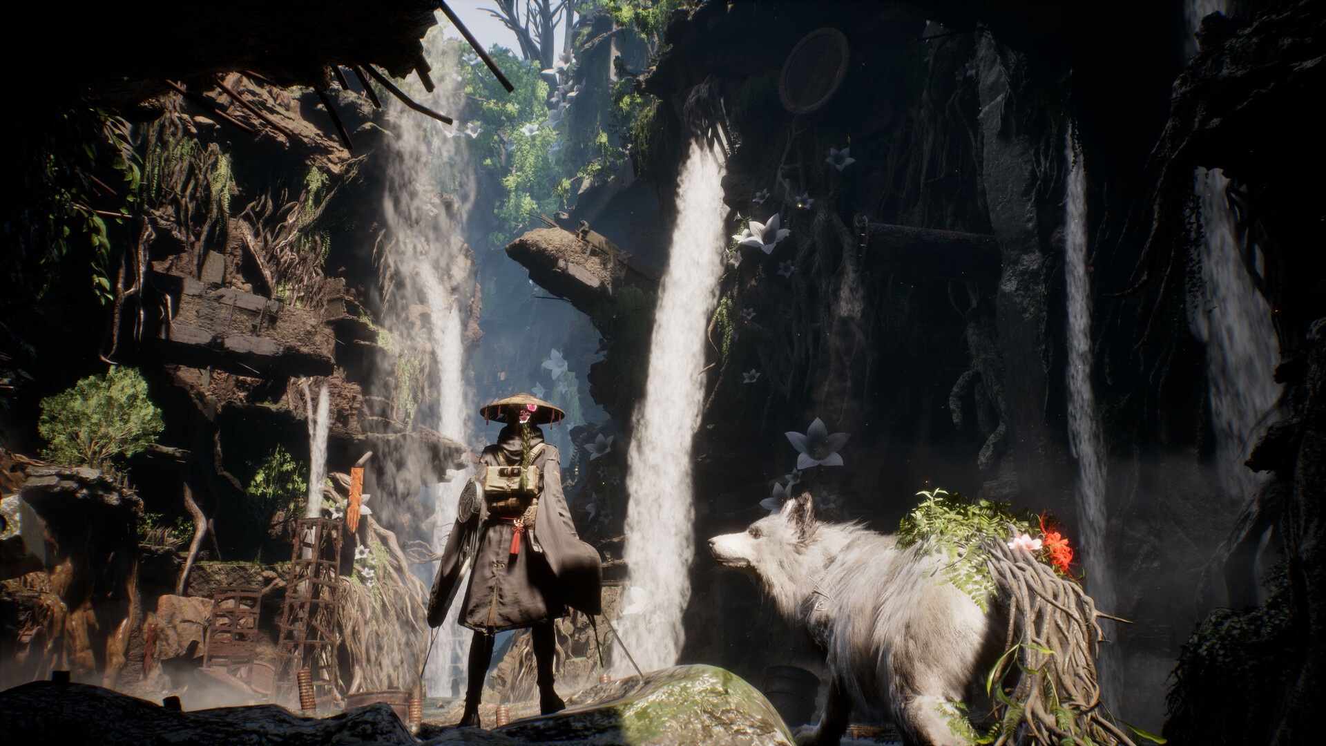 Emma and Koo at a beautiful waterfall in the Ogouchi zone